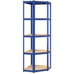 5-Layer Corner Shelf Blue Steel&Engineered Wood 152861