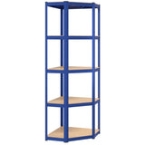 5-Layer Corner Shelf Blue Steel&Engineered Wood 152861