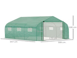 Walk-in Polytunnel Garden Greenhouse, Outdoor Mesh Door Greenhouse with PE Cover and 6 Windows, 3.5 T3398P318714