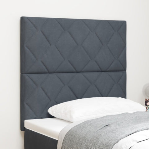 ZNTS LED Headboard Diamond Blocks Design Dark Grey 100 cm Velvet 3338509