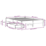 Bed Frame without Mattress Wax Brown 150x200 cm King Size Solid Wood Pine 3301709