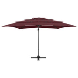 Garden Parasol Bordeaux Red Polyester Large Foldable 313824