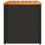 Garden Side Tables 2pcs Black 55x34x37cm Poly Rattan Solid Wood 365980