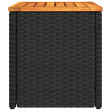 Garden Side Tables 2pcs Black 55x34x37cm Poly Rattan Solid Wood 365980