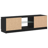 TV Cabinet with LED Lights Black Oak 120x30x36 cm Engineered Wood 862034