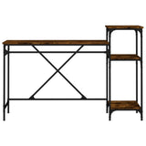 Desk with Shelves Smoked Oak 135x50x90 cm Engineered Wood&Iron 826711