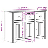 Sideboard BODO Grey 115x43x79.5 cm Solid Wood Pine 355067