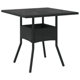 Garden Table with Glass Top Black 80x80x75 cm Poly Rattan 365521