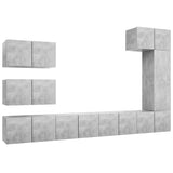 8 Piece TV Cabinet Set Concrete Grey Engineered Wood 3079136