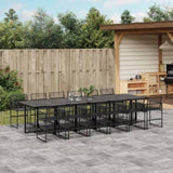 13 Piece Garden Dining Set Black Poly Rattan 3295052