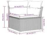 Garden Sofa Set with Cushion 9 pcs Black and Cream Poly Rattan 3349347