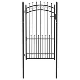 ZNTS Fence Gate with Spikes Steel 100x175 cm Black 146391