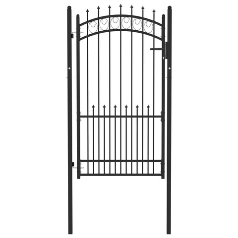 ZNTS Fence Gate with Spikes Steel 100x175 cm Black 146391