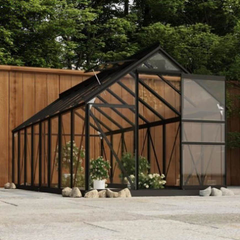 ZNTS Glass Greenhouse Anthracite 155x395.5x191 cm Aluminium 3082336