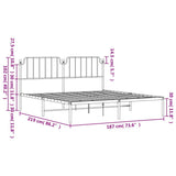 Metal Bed Frame without Mattress with Headboard White 183x213cm 373941