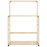 ZNTS Clothes Rack with Shelves and Wheels 90x35x155 cm Bamboo 4008916