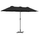 Garden Parasol Black 370 x 197 x 239 cm Polyester and Aluminium 42003371