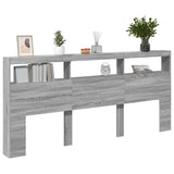 Headboard Cabinet with LED Grey Sonoma 220x17x102 cm 839229