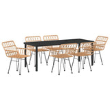 Garden Dining Set 7 pcs Brown Powder-Coated Steel 3379182