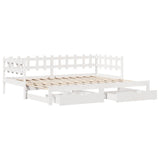 Daybed with Trundle and Drawers without Mattress White 90x190 cm Single 3302254
