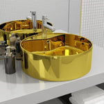 Wash Basin with Overflow 46.5x15.5 cm Ceramic Gold 143501