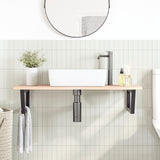 Basin Shelf Wall Mounted Steel and Solid Wood Oak 3302603