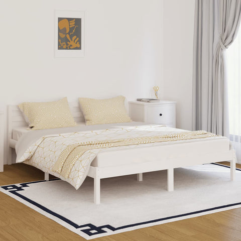Bed Frame without Mattress Solid Wood Pine 160x200cm White 810441