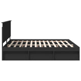 Bed Frame with Headboard Black 200 x 200 cm Solid Pine Wood 3410966