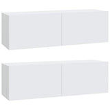 4 Piece TV Cabinet Set White Engineered Wood 3114326