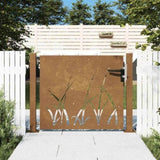 Garden Gate 100x100 cm Corten Steel Grass Design 153227