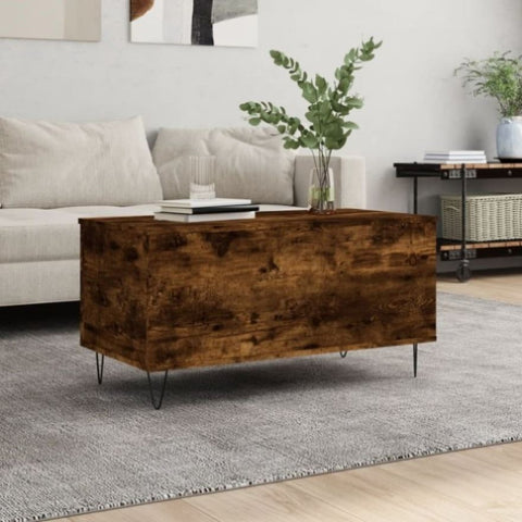 ZNTS Coffee Table Smoked Oak 90x44.5x45 cm Engineered Wood 830977