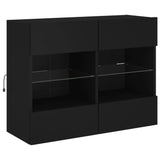 TV Wall Cabinet with LED Lights Black 78.5x30x60.5 cm 837100