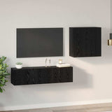 TV Cabinet Set Wall-mounted Black Oak Engineered Wood 3393373