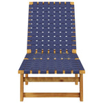 ZNTS Sun Lounger Dark Blue Solid Wood Acacia and Fabric 366509