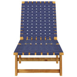 ZNTS Sun Lounger Dark Blue Solid Wood Acacia and Fabric 366509