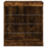 Sideboard with LED Lights Smoked Oak 60.5x37x67 cm 836697