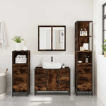 ZNTS 4 Piece Bathroom Furniture Set Smoked Oak Engineered Wood 3301272