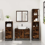 4 Piece Bathroom Furniture Set Smoked Oak Engineered Wood 3301272