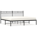 Metal Bed Frame without Mattress with Headboard Black 180x200cm 373695