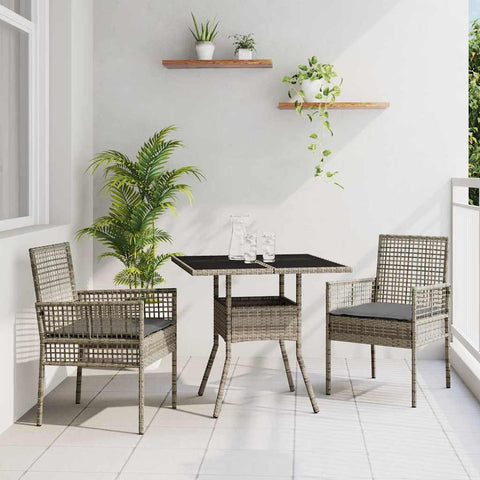 Garden Dining Set 3 pcs Grey Poly rattan 3334927