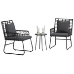 Garden Dining Set 3 pcs Black and Anthracite Poly rattan, steel 42010350