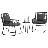 Garden Dining Set 3 pcs Black and Anthracite Poly rattan, steel 42010350