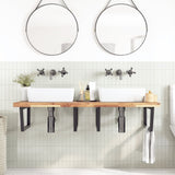 Basin Shelf Wall Mounted Steel and Solid Wood Acacia 3302919