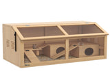 Hamster Cage, Wooden Small Animal Cage for Gerbils, Mice w/ Suspension Bridge, Openable Top, Hut, 85 T3398P350091