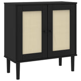 Sideboard SENJA Rattan Look Black 80x35x80 cm Solid Wood Pine 358033