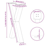 Dining Table Legs X-Shaped 2 pcs Black 50x cm Steel 4012968