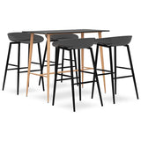 5 Piece Bar Set Black and Grey 3057467
