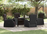 Garden Dining Set with Cushion 5 pcs Black Poly Rattan 3379529