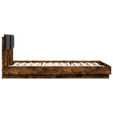 Bed Frame with LED without Mattress Smoked Oak 140x200 cm 3210014