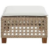 Garden Stool with Cushion Beige 63.5x56x32 cm Poly Rattan 365934